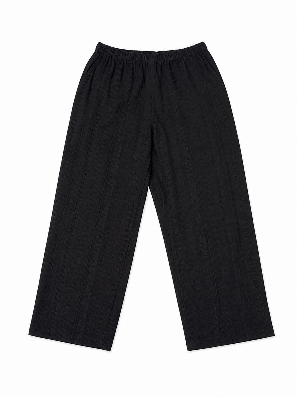 Alfred Dunner Women’s Large Black Textured Pull On Pants Elastic Waist